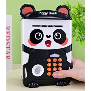 Parmak İzi Simülasyonu Şifreli Panda Kumbara, Siyah, 23x15