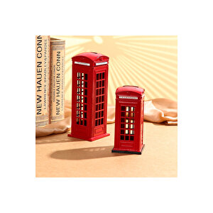 Telefon Kulübesi Metal Kumbara, Kırmızı, 18x7