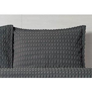 Modern Twıst 3 Parça Battaniye Seti 220x240cm Koyu Gri Koyugri