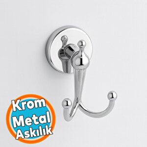 İkili Askılık Vidalı Paslanmaz Metal Duvar Askısı Banyo Wc Mutfak İçin Dayanıklı Krom Gümüş