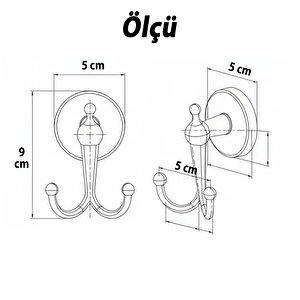 İkili Askılık Vidalı Paslanmaz Metal Duvar Askısı Banyo Wc Mutfak İçin Dayanıklı Krom Gümüş