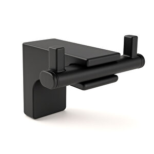 Şık Tasarım Siyah İkili Askılık Vidalı Paslanmaz Metal Duvar Askısı Banyo Mutfak Tuvalet İçin Modern