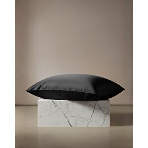 Halo Saten Yastık Kılıfı Siyah 50x70