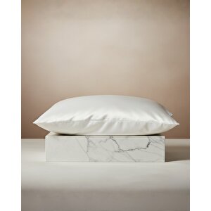 Halo Saten Yastık Kılıfı Beyaz 50x70