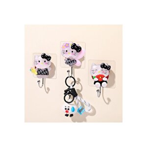 Hello Kitty Çelik Askılık, 5 Li Set, Yapışkanlı Ve Fosforlu, 8x4