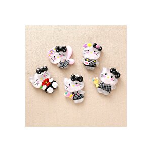 Hello Kitty Çelik Askılık, 5 Li Set, Yapışkanlı Ve Fosforlu, 8x4