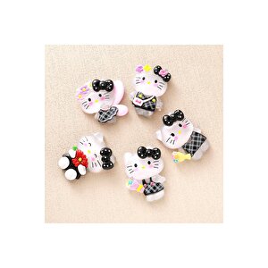 Hello Kitty Çelik Askılık, 5 Li Set, Yapışkanlı Ve Fosforlu, 8x4
