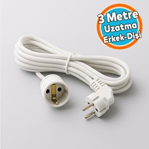 Uzatma Kablosu Seyyar 3 Metre Dişi-erkek Fişli F19c Kalın Priz Prizli Sanayi Bahçe Elektrik Kablosu