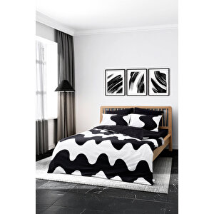 Cozy Home Mono Çift Kişilik Lastikli Çarşaflı Nevresim Takımı Flow Siyah