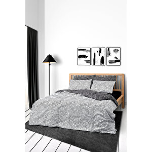 Cozy Home Mono Çift Kişilik Lastikli Çarşaflı Nevresim Takımı Maze Siyah