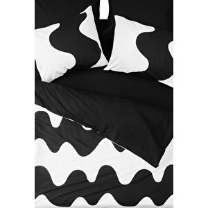Cozy Home mono Tek Kişilik Lastikli Çarşaflı Nevresim Takımı Flow Siyah