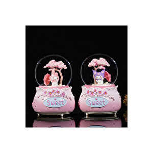 Melody Orta Boy Kar Küresi Işıklı, Müzikli, Pembe, 12x8