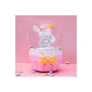 Cinnamoroll Orta Boy Kar Küresi Işıklı, Müzikli, Pembe, 12x8