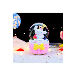 Cinnamoroll Orta Boy Kar Küresi Işıklı, Müzikli, Pembe, 12x8