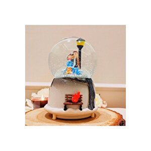 Aşıklar Orta Boy Kar Küresi Işıklı, Müzikli, Çok Renkli, 12x8