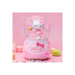 Hello Kitty Orta Boy Kar Küresi Işıklı, Müzikli, Pembe, 12x8