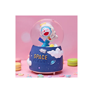 Doraemon Uzayda Orta Boy Kar Küresi Işıklı, Müzikli, 12x8