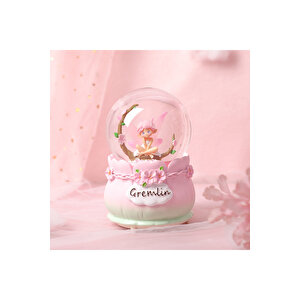 Çiçekli Kız Orta Boy Kar Küresi Işıklı, Müzikli, Çok Renkli, 12x8