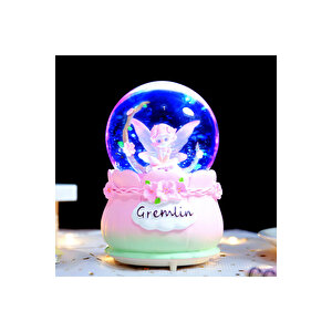 Çiçekli Kız Orta Boy Kar Küresi Işıklı, Müzikli, Çok Renkli, 12x8