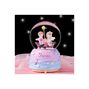 Aşıklar Orta Boy Kar Küresi Işıklı, Müzikli, 12x8