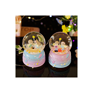 Aşıklar Orta Boy Kar Küresi Işıklı, Müzikli, 12x8