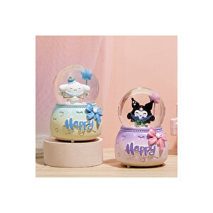 Cinnamoroll Orta Boy Kar Küresi Işıklı, Müzikli, Mavi, 12x8 Mavi