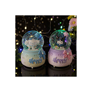 Cinnamoroll Orta Boy Kar Küresi Işıklı, Müzikli, Mavi, 12x8 Mavi