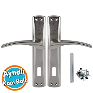 Oda Aynalı Kapı Kolu Nikel İnox Sağa Sola Uygun Ön Arka Oda Kapısı 1 Takım