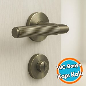 1 Takım Çizgili Antik Füme Wc Banyo Tipi Kapı Kolu Rozetli Sağ Sol Uygun Modern İç Kapı Kilitli