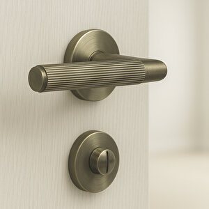 1 Takım Çizgili Antik Füme Wc Banyo Tipi Kapı Kolu Rozetli Sağ Sol Uygun Modern İç Kapı Kilitli