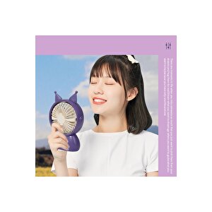 Kuromi Masaüstü Fan, 2 Kademeli, Usb Li Ve Şarj Edilebilir, Mor, 16x12