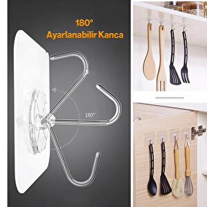 Yapışkanlı Banyo Lavabo Mutfak Askısı Şeffaf Plastik Asma İz Bırakmaz 4 Adetli Set Nano Yeni Nesil