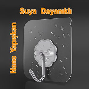 Yapışkanlı Banyo Lavabo Mutfak Askısı Şeffaf Plastik Asma İz Bırakmaz 4 Adetli Set Nano Yeni Nesil