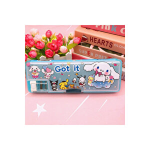 Cinnamoroll Çok Amaçlı Kalemtıraşlı Kalemlik Kutusu, Mavi, 23x8-