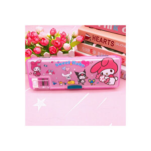 Melody Çok Amaçlı Kalemtıraşlı Kalemlik Kutusu, Pembe, 23x8-