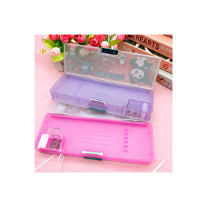 Melody Çok Amaçlı Kalemtıraşlı Kalemlik Kutusu, Pembe, 23x8-