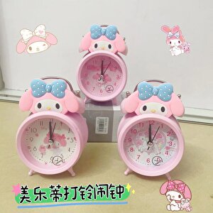 Melody Metal Masa Saati, Alarmlı Ve Işıklı, Pembe, 13x8