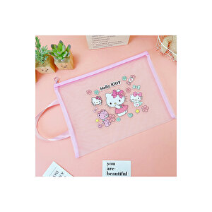Hello Kitty Şeffaf Kırtasiye Çantası, Pembe, 34x25