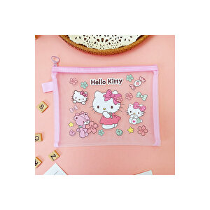 Hello Kitty Şeffaf Kırtasiye Çantası, Pembe, 24x18