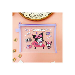 Kuromi Şeffaf Kırtasiye Çantası, Mor, 24x18