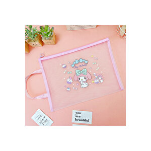 Melody Şeffaf Kırtasiye Çantası, Pembe, 34x25