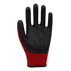 Nitril Kaplama İş Eldiveni 10 Xl Yüksek Kavrama Esnek Konforlu Çalışma Eldiveni Kırmızı Siyah