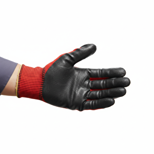 Nitril Kaplama İş Eldiveni 10 Xl Yüksek Kavrama Esnek Konforlu Çalışma Eldiveni Kırmızı Siyah