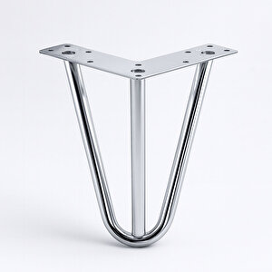 4 Adet Mobilya Ayağı Üçgen Modern Tasarım Koltuk Sehpa Masa Tv Ünitesi Uyumlu 12 Cm Krom Gümüş Metal