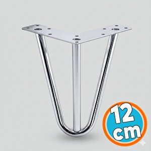4 Adet Mobilya Ayağı Üçgen Modern Tasarım Koltuk Sehpa Masa Tv Ünitesi Uyumlu 12 Cm Krom Gümüş Metal
