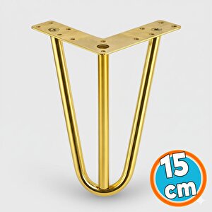Mobilya Ayak Ayağı Üçgen Modern Tasarım Koltuk Sehpa Masa Tv Ünitesi 15 Cm Gold Altın Metal