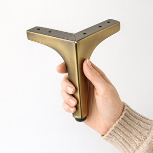 Mobilya Ayağı Modern Ayak Dayanıklı Tasarım Koltuk Sehpa Masa Tv Ünitesi 12 Cm Antik Sarı Metal