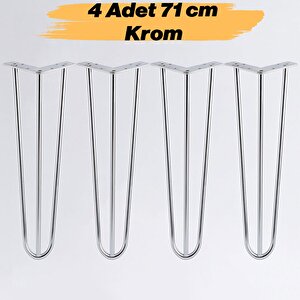 Masa Ve Sehpa Ayağı Sağlam Mobilya Yükseltici Destek Ayak Modeli 71 Cm Krom Gümüş Metal 4'lü Set
