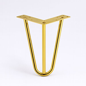 Mobilya Ayağı Üçgen Modern Tasarım Koltuk Sehpa Masa Tv Ünitesi Uyumlu 12 Cm Gold Altın Metal 4 Adet