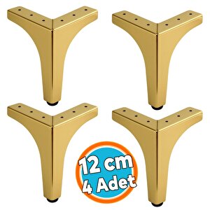 Mobilya Ayağı Dayanıklı Modern Tasarım Koltuk Sehpa Masa Tv Ünitesi 12 Cm Gold Altın Metal 4 Adet